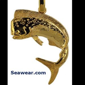 NEW 14k Gold Bull Nose Dolphin/Mahi Mahi Pendant